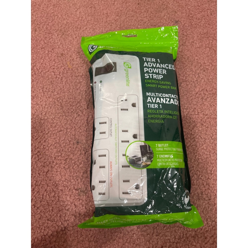 Greenlite Tier 1 Advanced Power Strip 7 Outlet Surge Protector Energy Saving